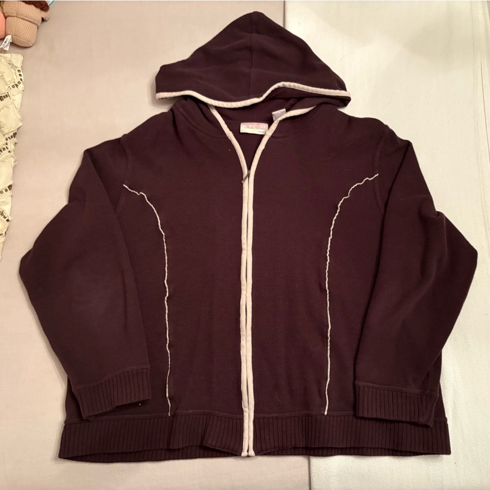 vintage brown knit zip up